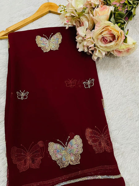 Pure Georgette Sitara Katdana Saree