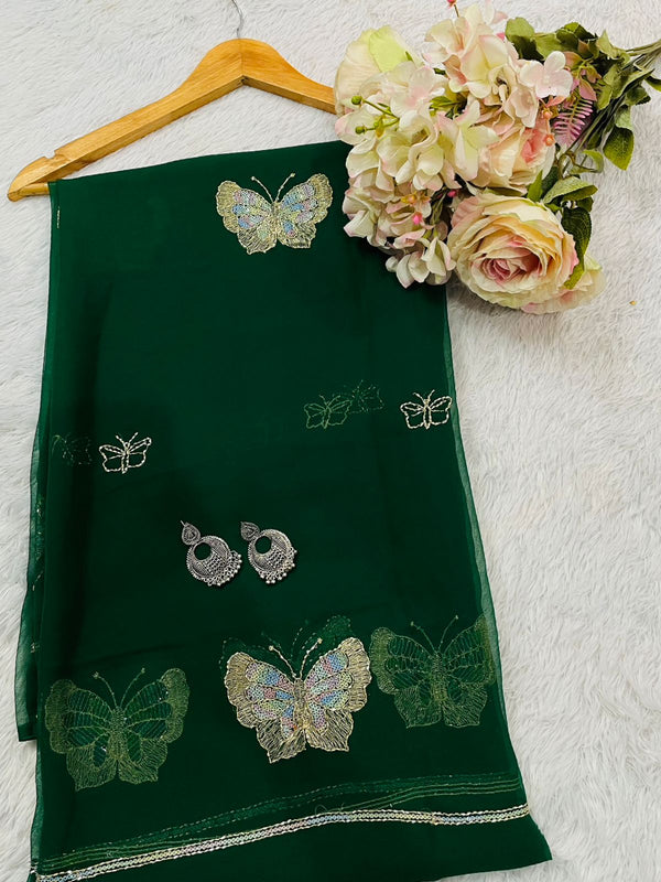 Pure Georgette Sitara Katdana Saree