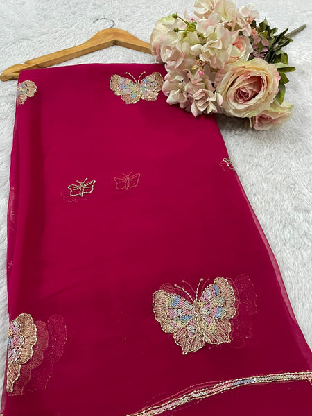 Pure Georgette Sitara Katdana Saree