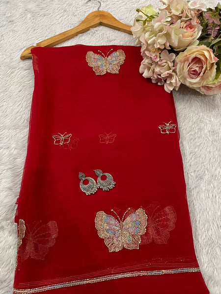Pure Georgette Sitara Katdana Saree