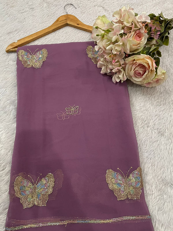 Pure Georgette Sitara Katdana Saree