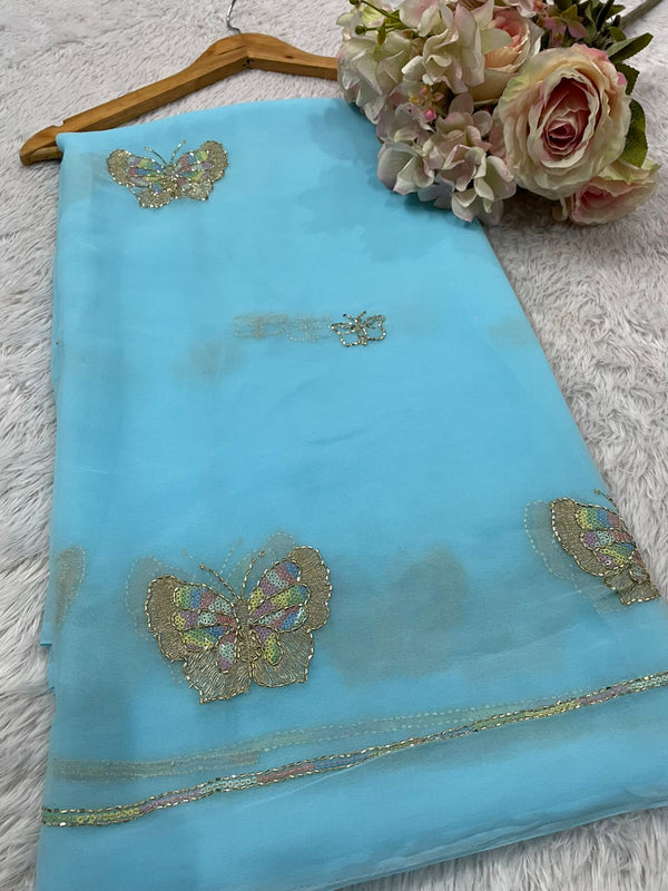 Pure Georgette Sitara Katdana Saree