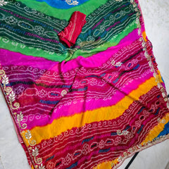 Pure Georgette Cutdana Saree
