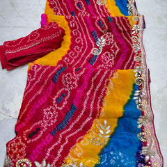 Pure Georgette Cutdana Saree