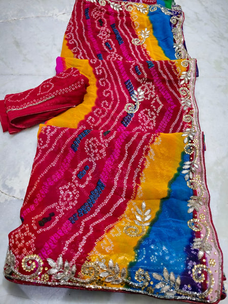 Pure Georgette Cutdana Saree