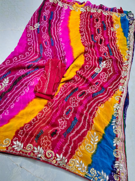 Pure Georgette Cutdana Saree