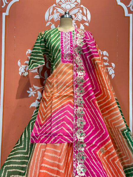 Kota Doriya Skirt , Kurti & Dupatta Set
