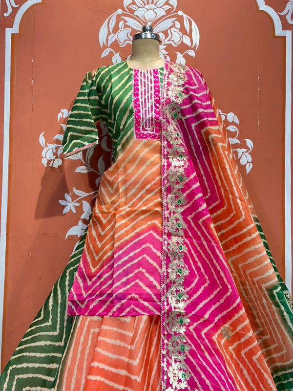 Kota Doriya Skirt , Kurti & Dupatta Set
