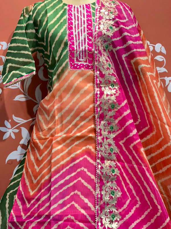Kota Doriya Skirt , Kurti & Dupatta Set
