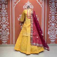 Kota Doriya Skirt , Kurti & Dupatta Set