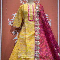 Kota Doriya Skirt , Kurti & Dupatta Set