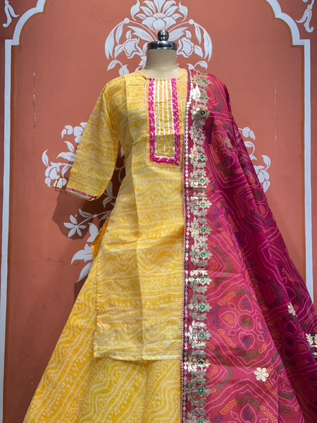 Kota Doriya Skirt , Kurti & Dupatta Set