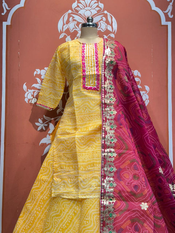 Kota Doriya Skirt , Kurti & Dupatta Set