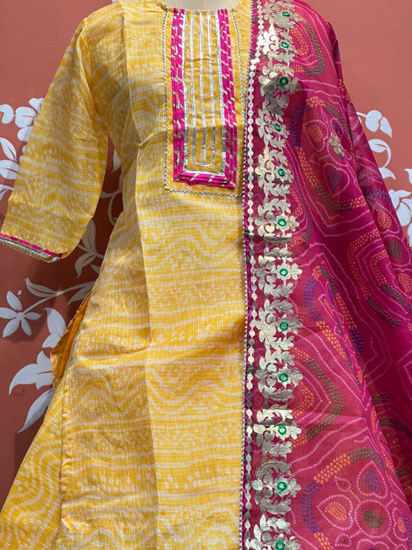 Kota Doriya Skirt , Kurti & Dupatta Set