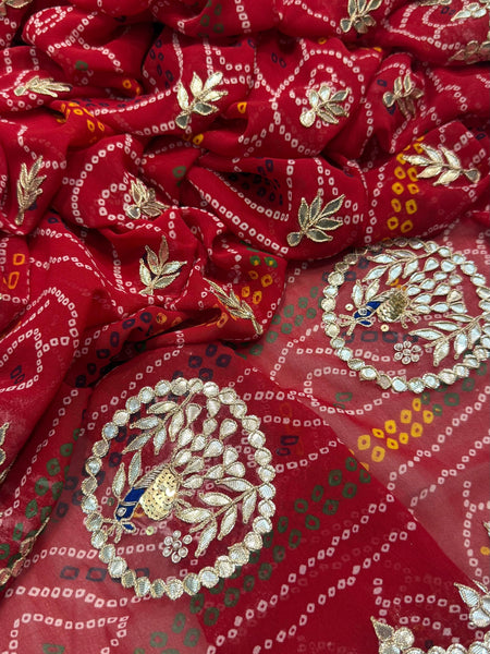 Pure CXC Georgette Gota Patti Saree