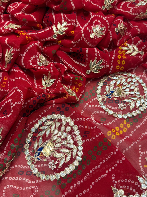 Pure CXC Georgette Gota Patti Saree