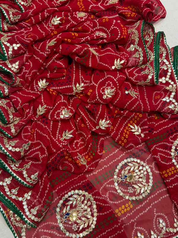 Pure CXC Georgette Gota Patti Saree
