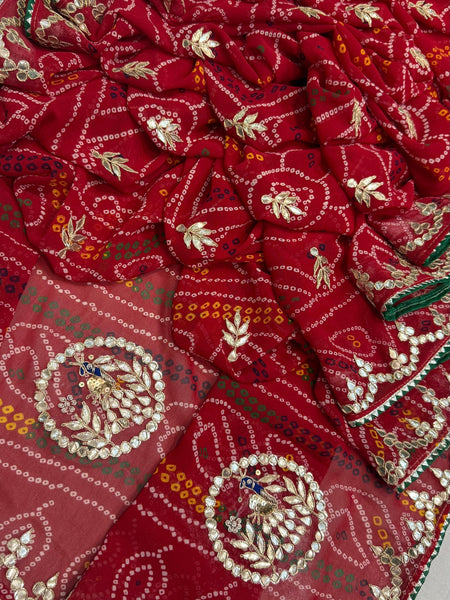 Pure CXC Georgette Gota Patti Saree
