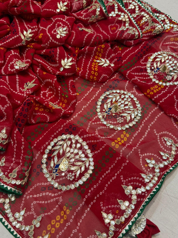 Pure CXC Georgette Gota Patti Saree
