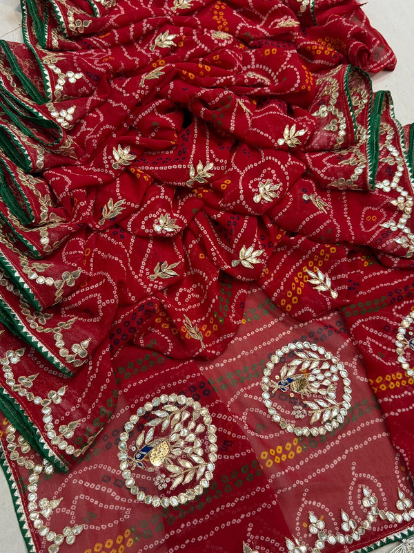 Pure CXC Georgette Gota Patti Saree