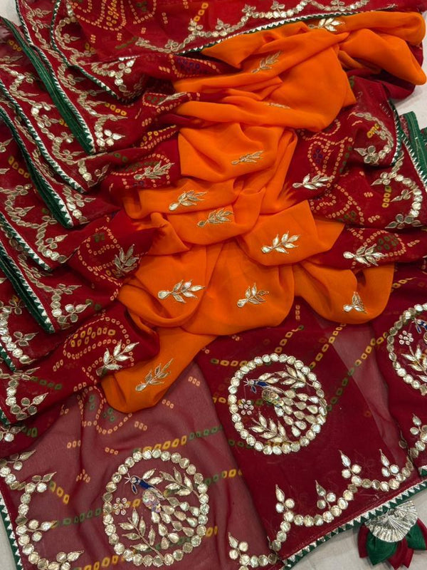 Pure CXC Georgette Gota Patti Saree