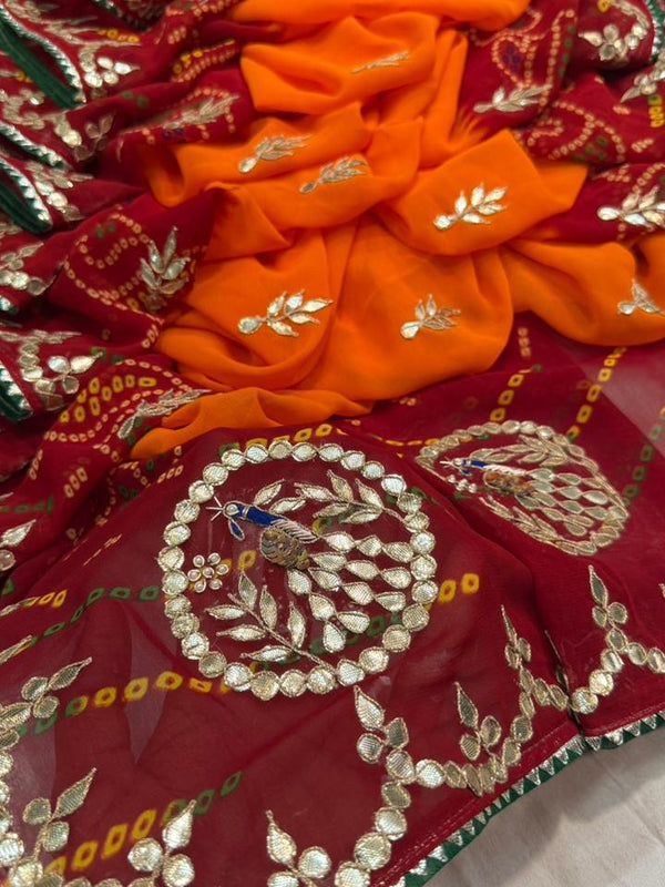 Pure CXC Georgette Gota Patti Saree