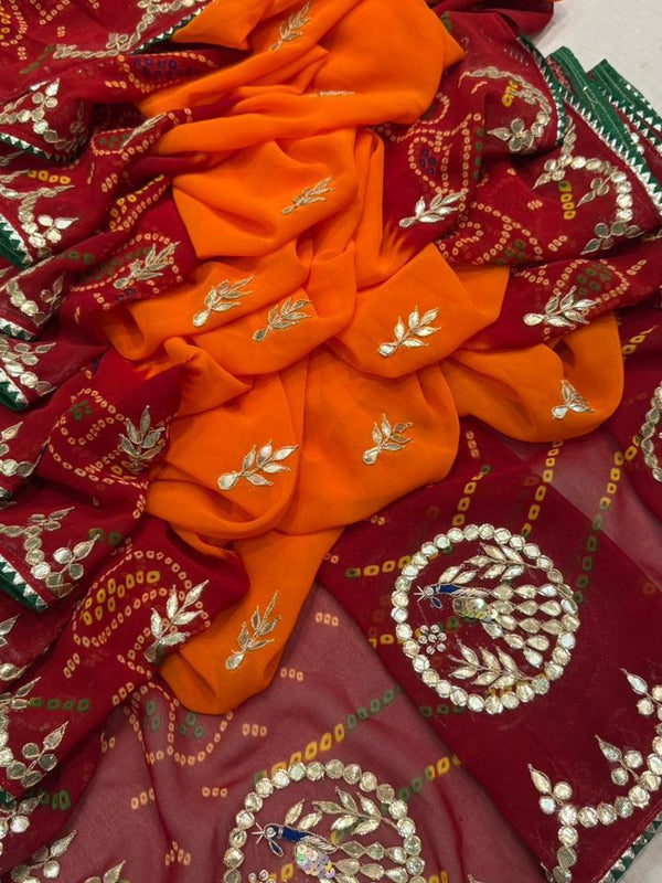 Pure CXC Georgette Gota Patti Saree