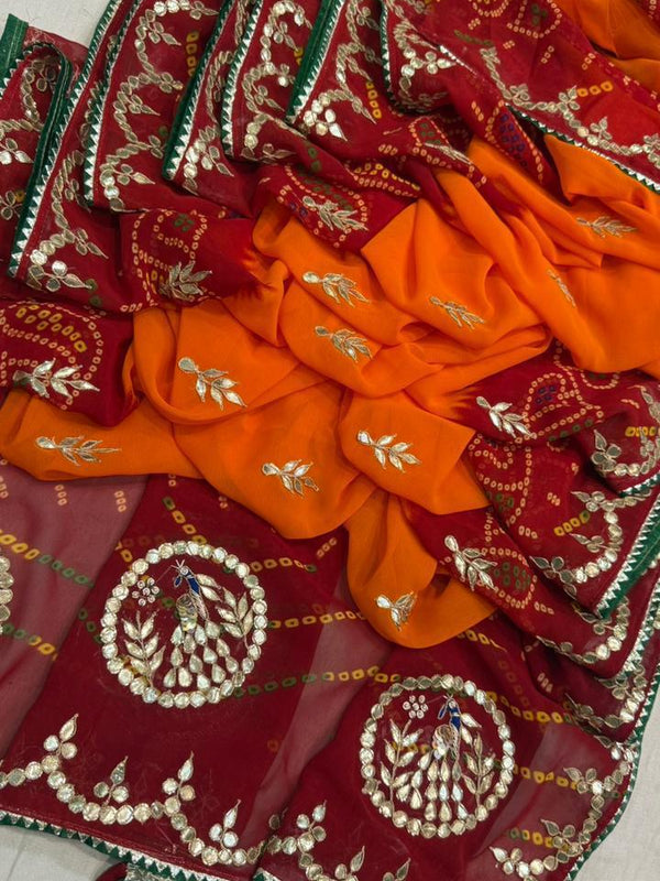 Pure CXC Georgette Gota Patti Saree