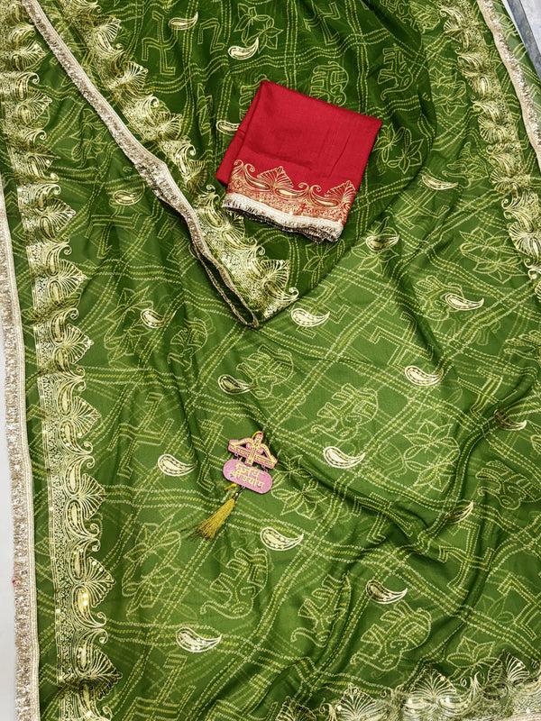 Royal Georgette Aari Taari Bhandej Saree