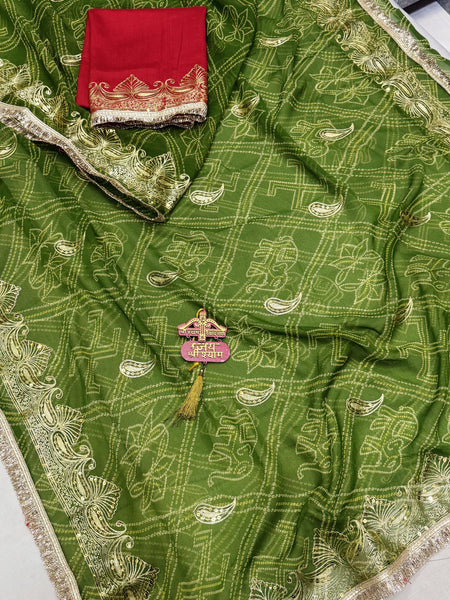 Royal Georgette Aari Taari Bhandej Saree