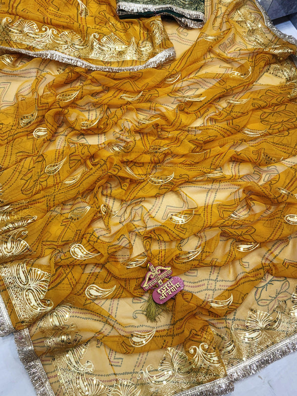 Royal Georgette Aari Taari Bhandej Saree