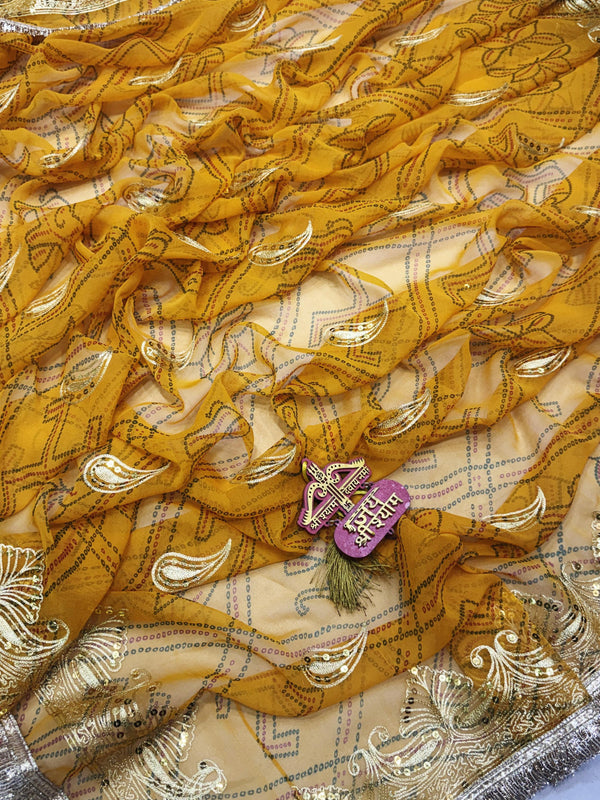 Royal Georgette Aari Taari Bhandej Saree