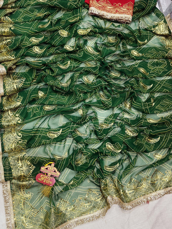 Royal Georgette Aari Taari Bhandej Saree