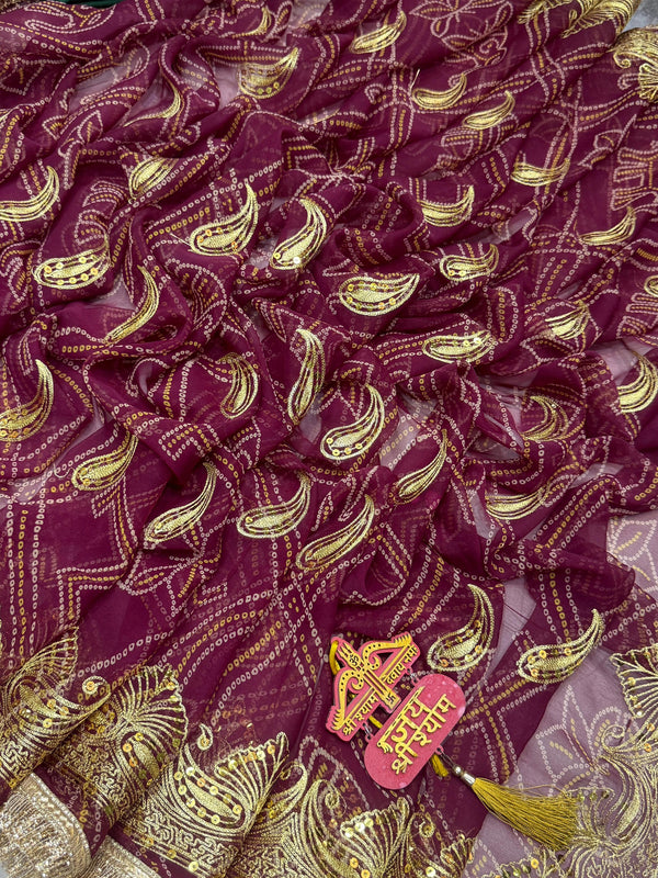 Royal Georgette Aari Taari Bhandej Saree