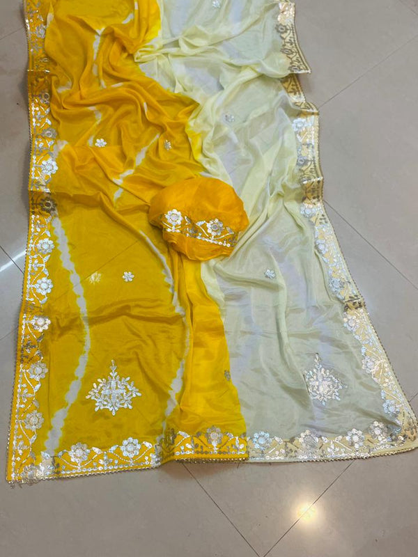 Chinon Leheriya Gota Patti Saree