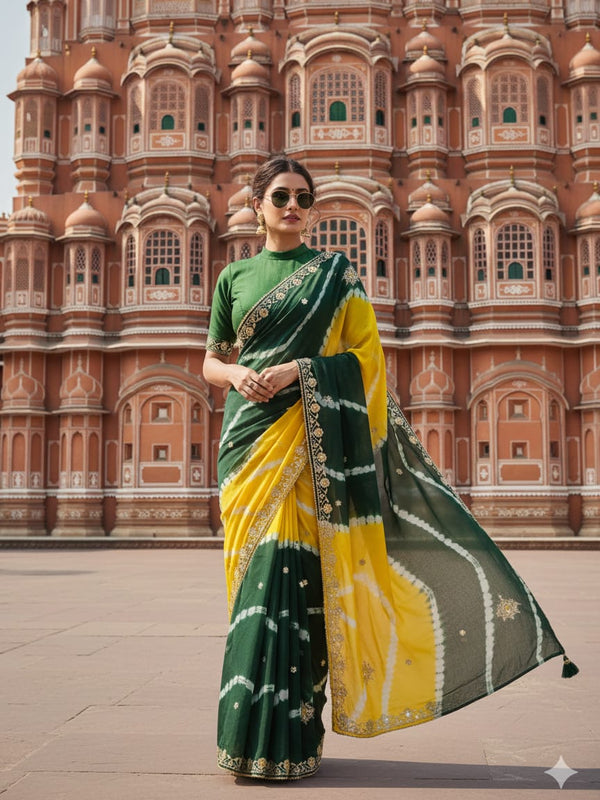Chinon Leheriya Gota Patti Saree