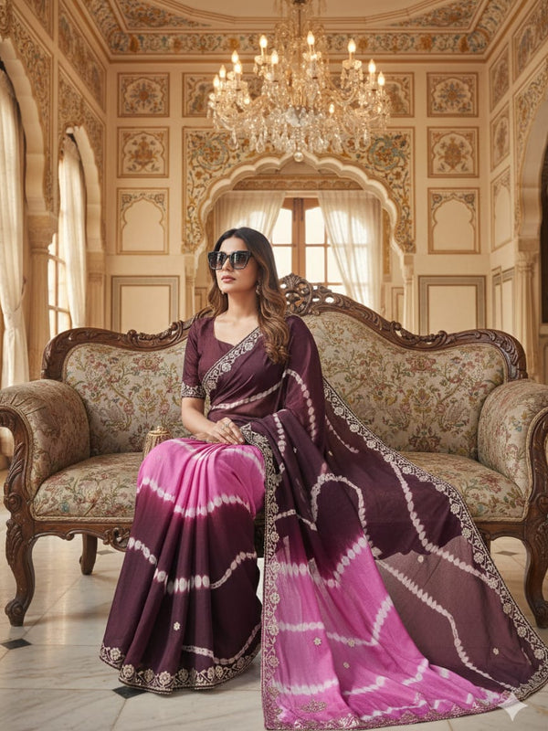 Chinon Leheriya Gota Patti Saree