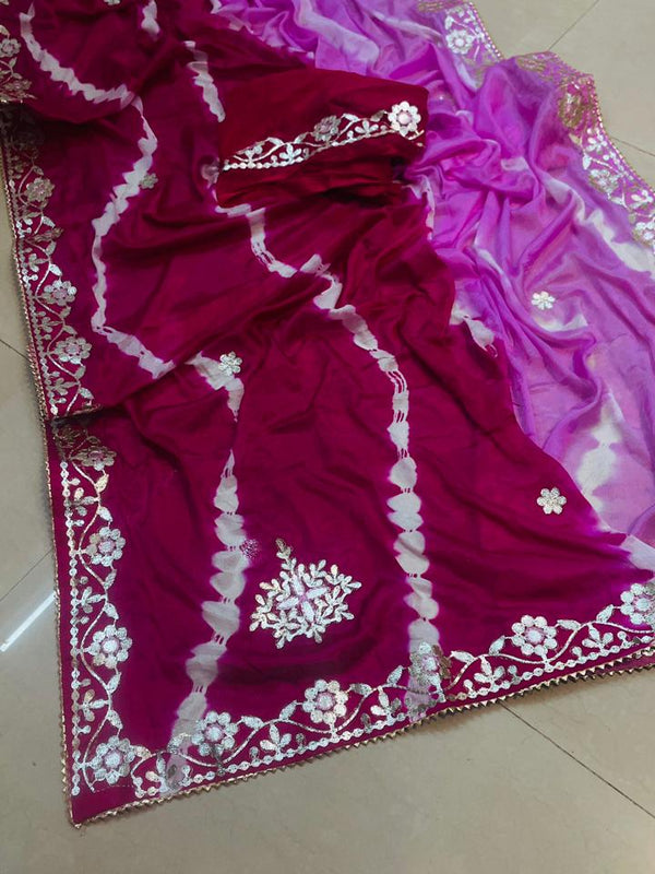 Chinon Leheriya Gota Patti Saree