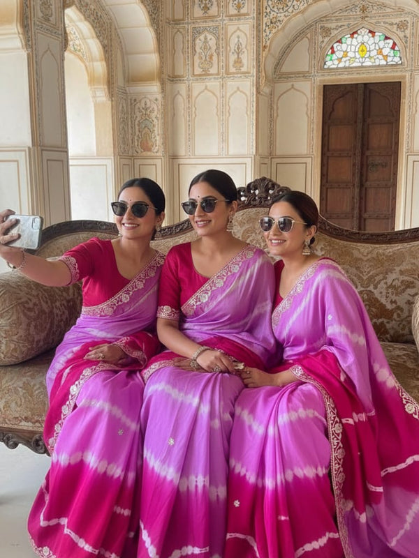 Chinon Leheriya Gota Patti Saree