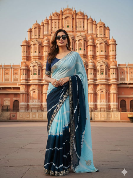 Chinon Leheriya Gota Patti Saree