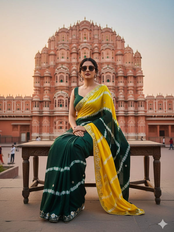 Chinon Leheriya Gota Patti Saree