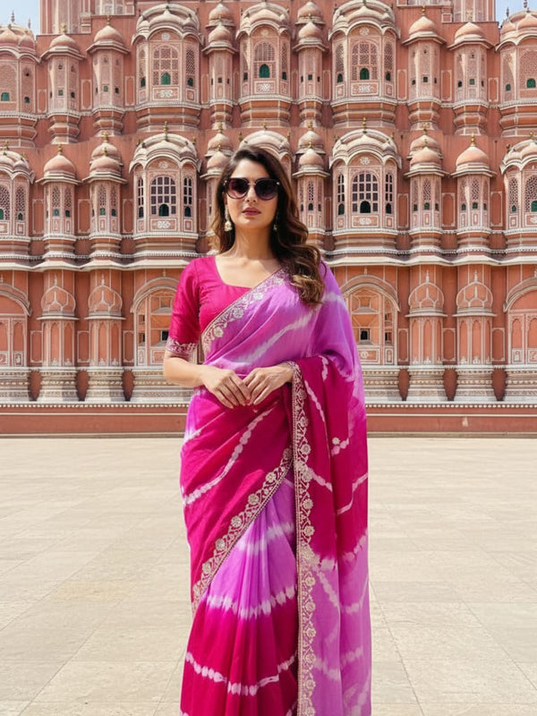 Chinon Leheriya Gota Patti Saree