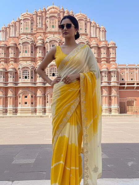 Chinon Leheriya Gota Patti Saree