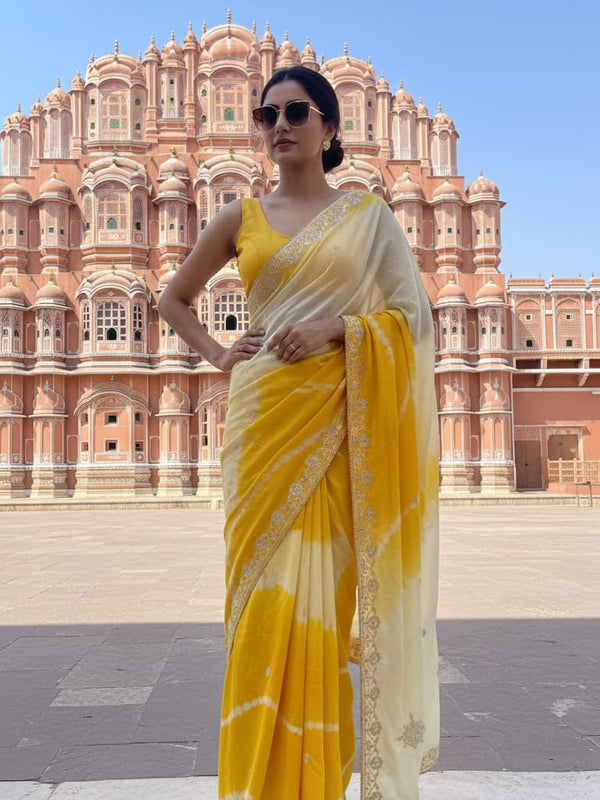 Chinon Leheriya Gota Patti Saree