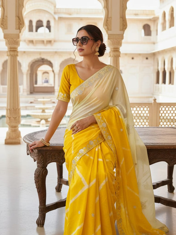 Chinon Leheriya Gota Patti Saree