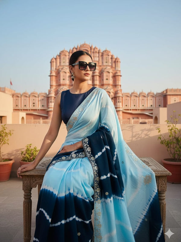 Chinon Leheriya Gota Patti Saree
