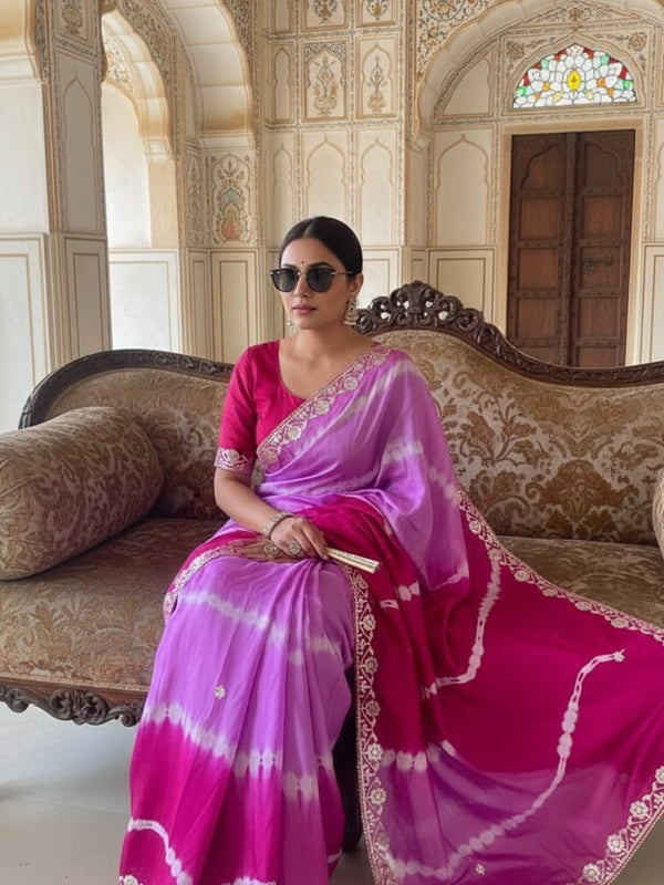 Chinon Leheriya Gota Patti Saree