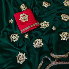 Semi Chiffon Gota Saree
