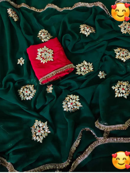 Semi Chiffon Gota Saree