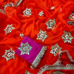 Semi Chiffon Gota Saree